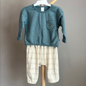 ⭐️⭐️PICK 5 / $20 Modern Moments Teal Pullover & Cream Plaid Baby Set 3-6M